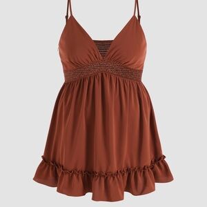 HOLLOW OUT RUFFLE MINI DRESS CURVE & PLUS